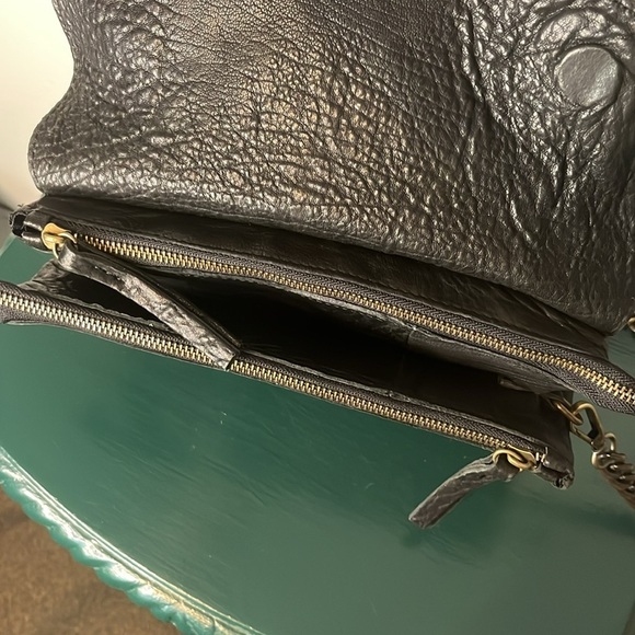 Maxon Collection Genuine Leather Black Crossbody Bag with Detachable Chain Strap - Picture 8 of 16